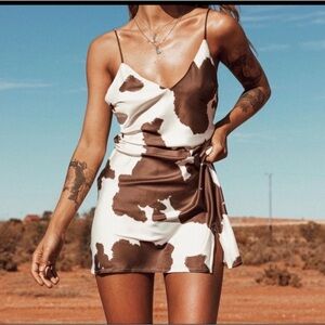 Cow print princess Polly mini dress